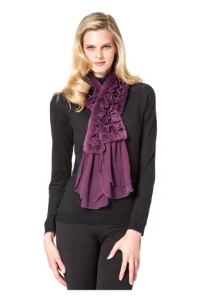 ALDAN - Knitted Rex Rabbit Scarf with Chiffon