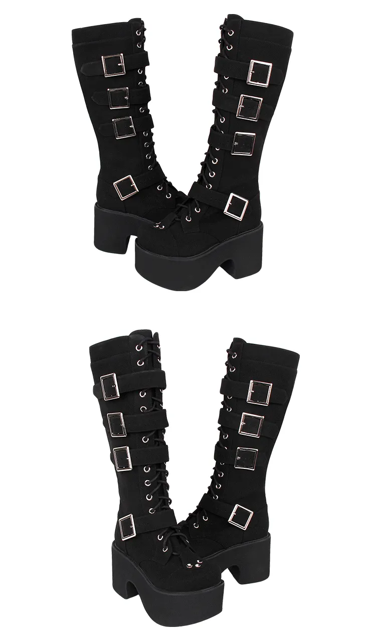 Angelic Imprint~Punk Lolita 8CM Heel Platform Shoes High Boots