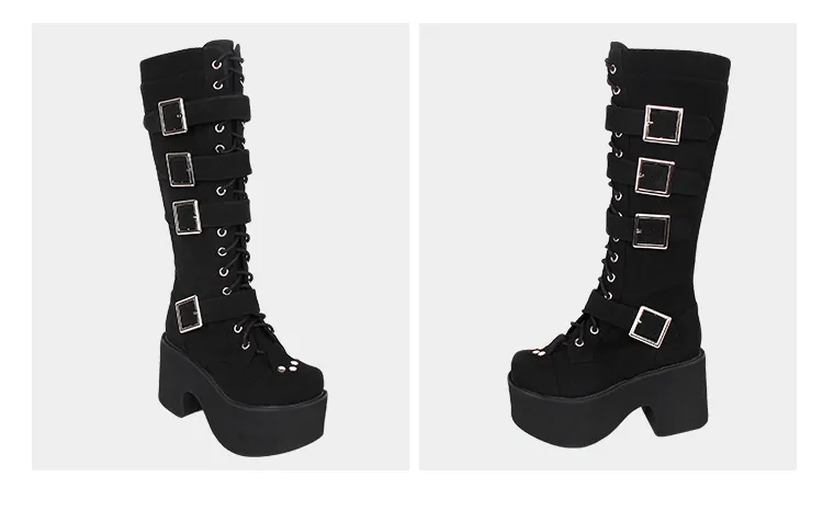 Angelic Imprint~Punk Lolita 8CM Heel Platform Shoes High Boots