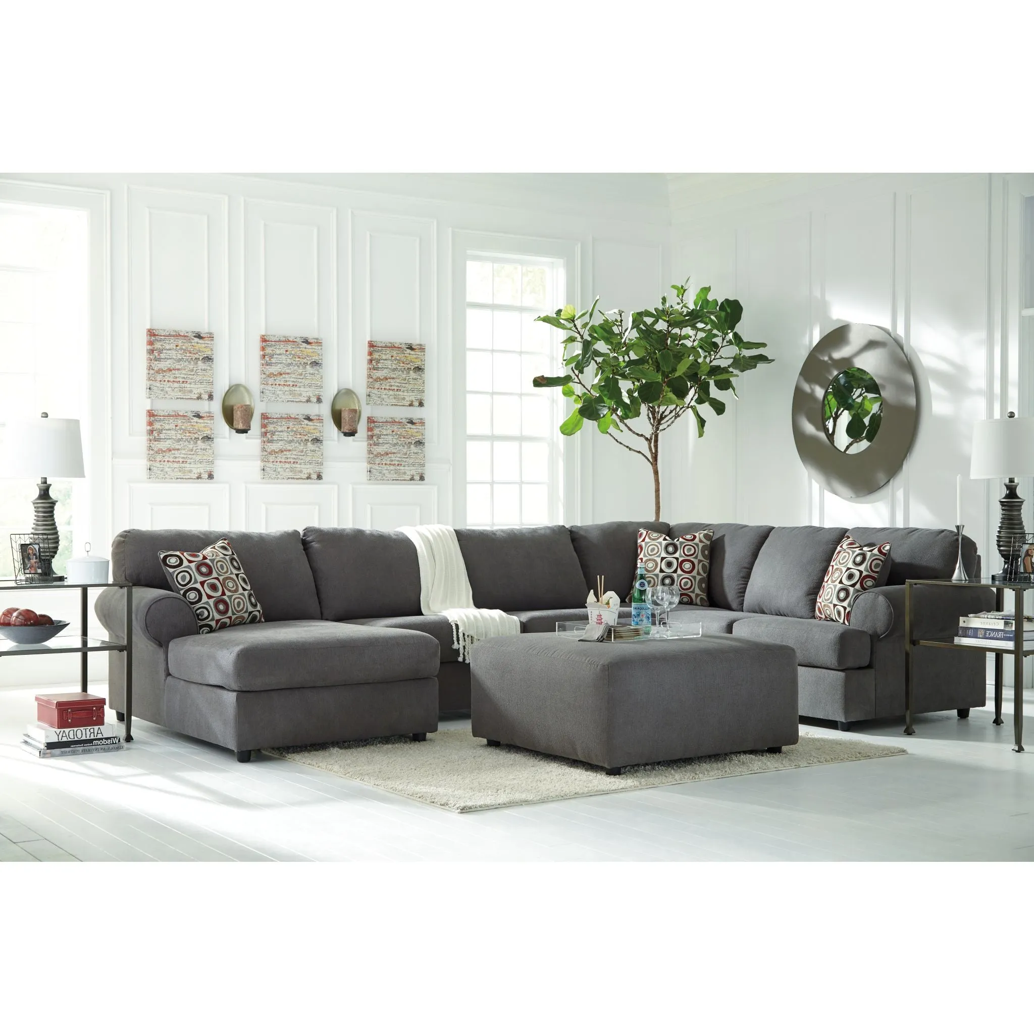 Arlie Oversized Accent Ottoman - Steel