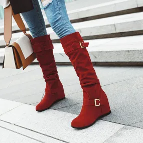 Autumn And Winter Retro Leisure Belt Buckle Inner Raised Knight Boots