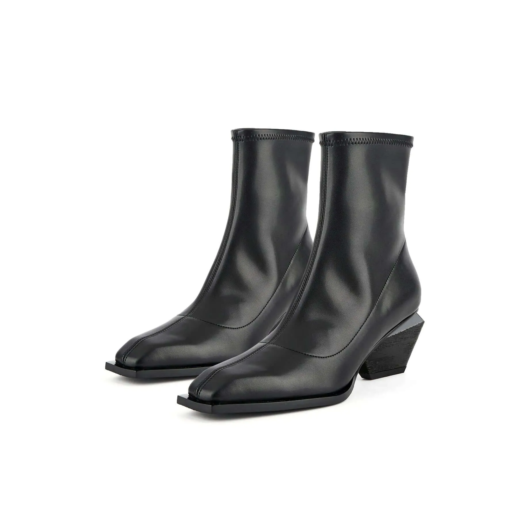 Black High Ankle Leather Boots