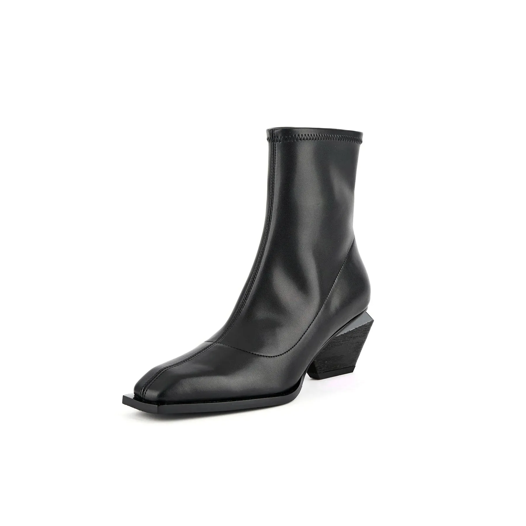 Black High Ankle Leather Boots