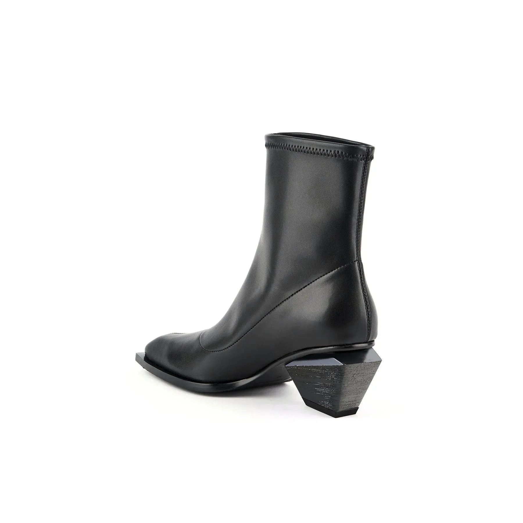 Black High Ankle Leather Boots