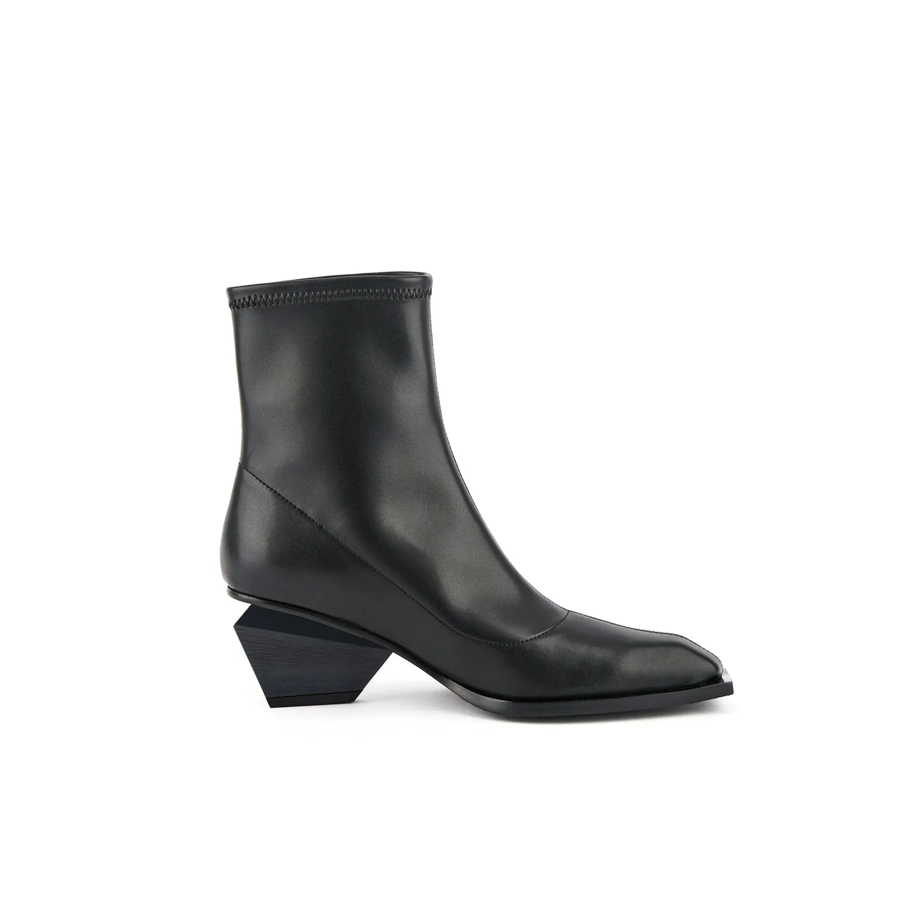 Black High Ankle Leather Boots