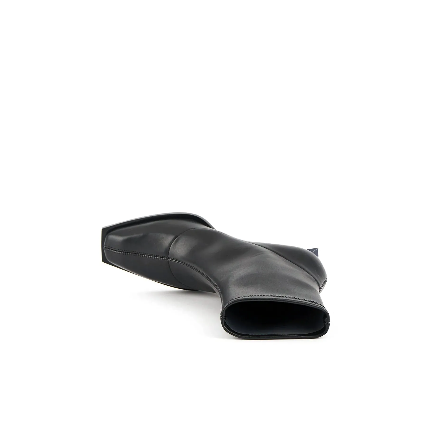 Black High Ankle Leather Boots