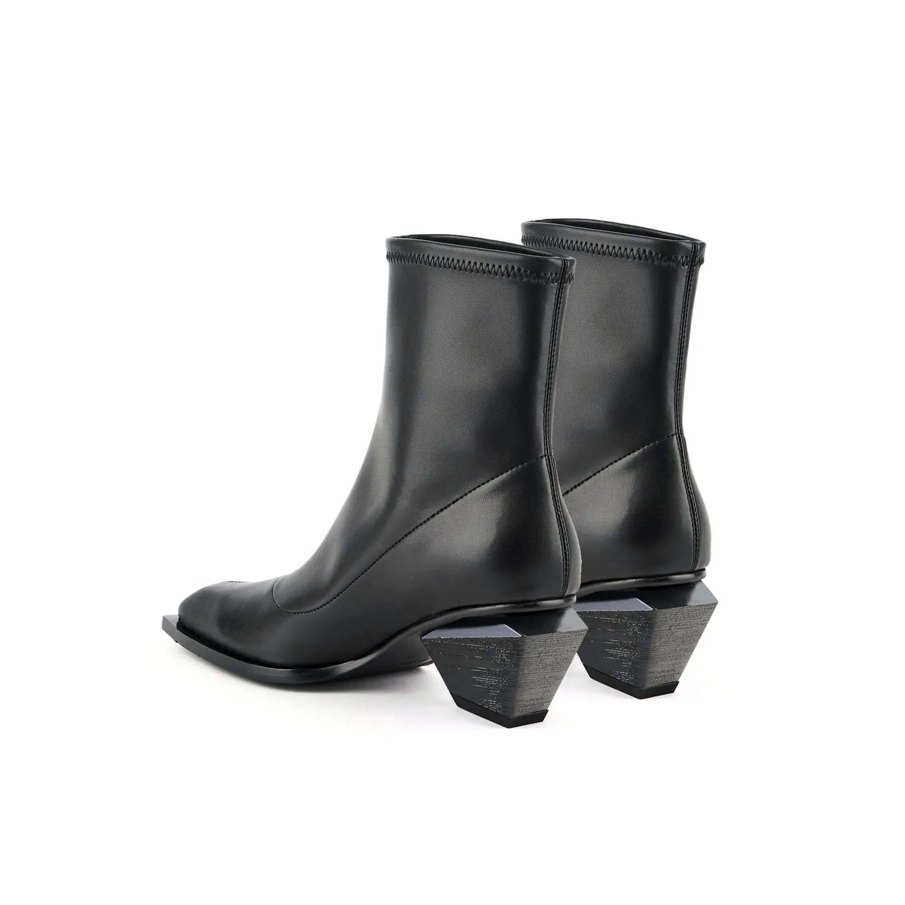 Black High Ankle Leather Boots