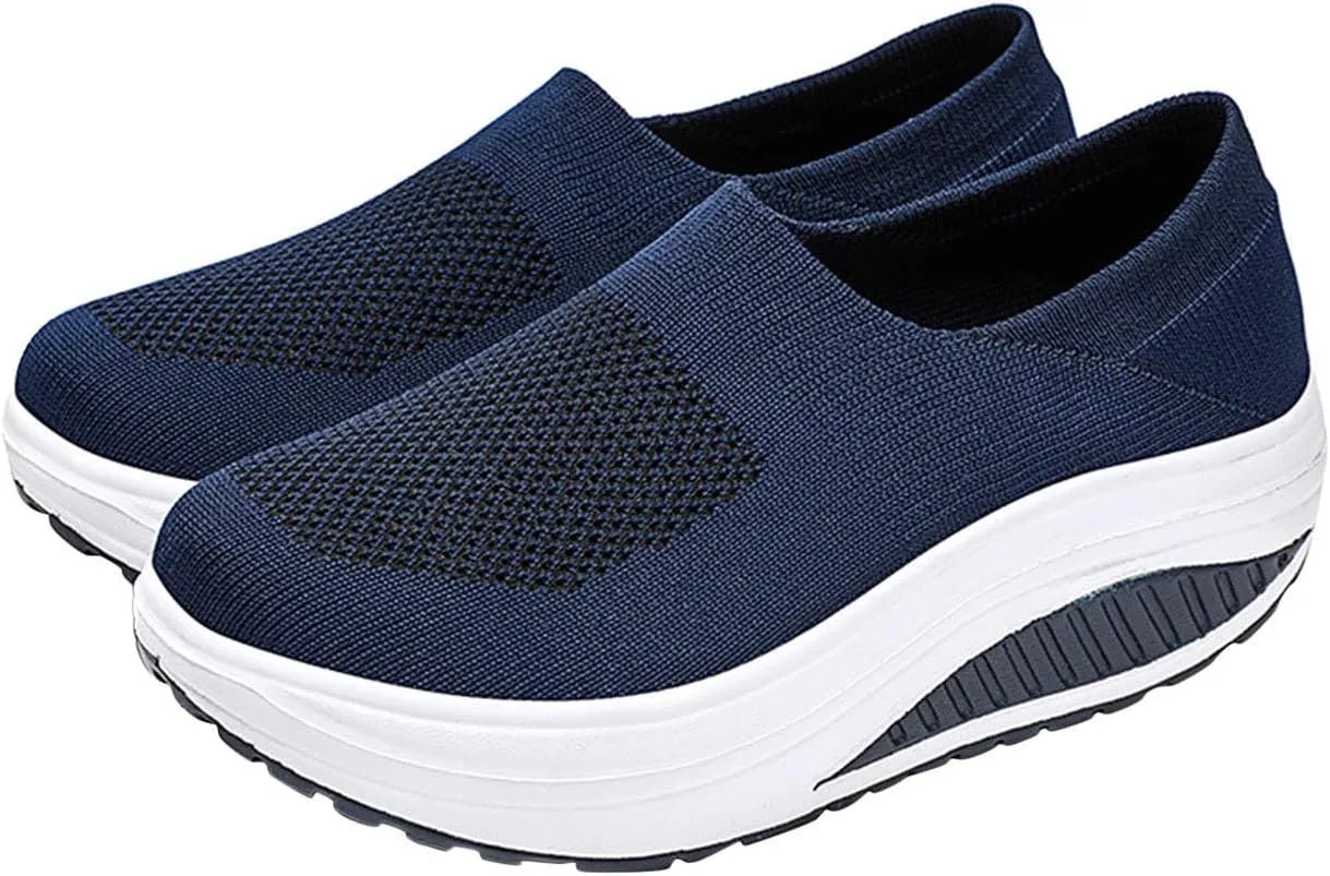 Black Walking Shoes Women Casual Mesh Breathable Sneakers Lightweight Sports Hiking Shoe Slip on Jogging Workout Sneaker Footwear
