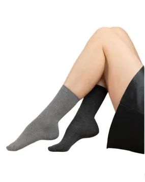 Bleu Foret Solid Color Cotton Socks Twin Pack