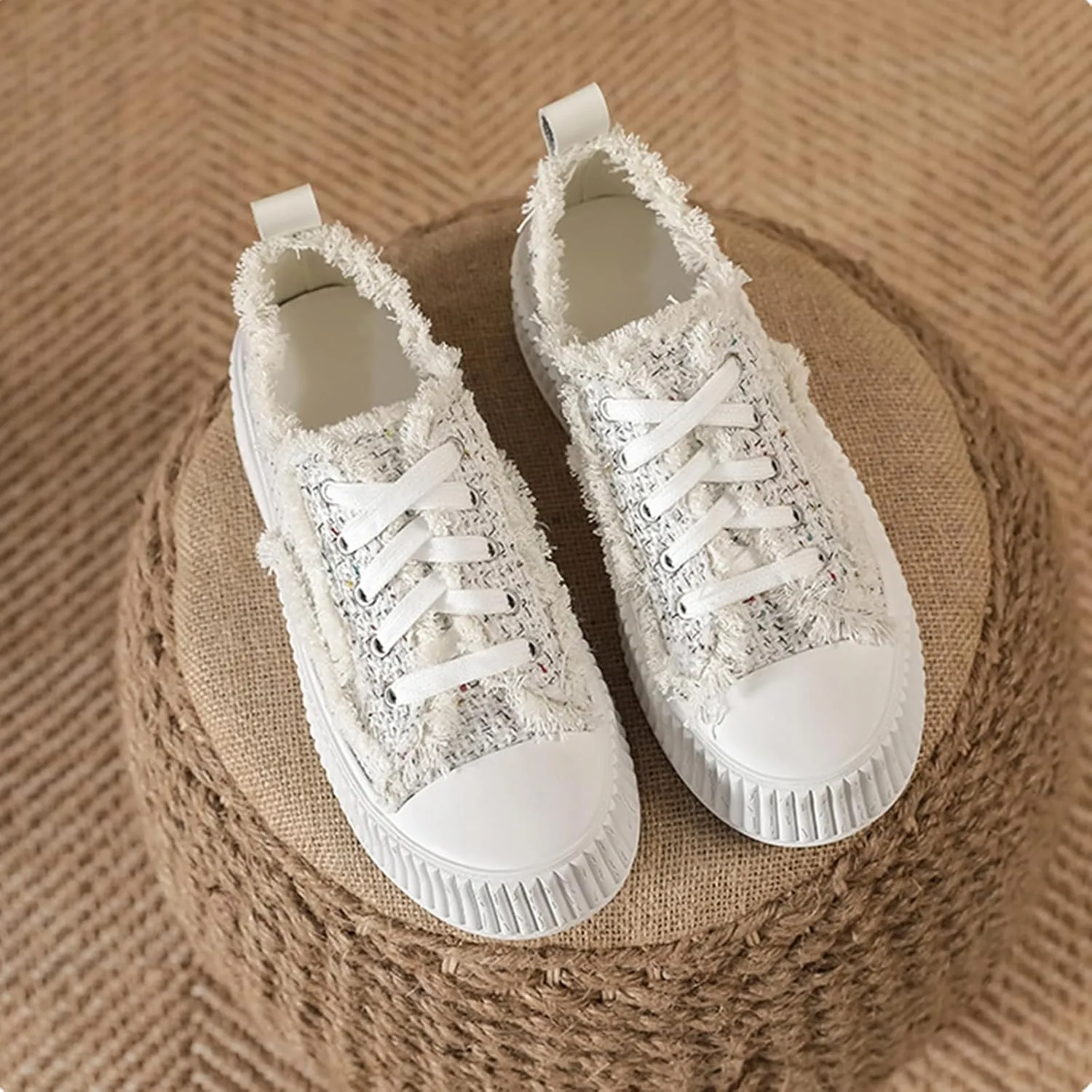 Canvas Shoes for Women Platform Canvas Sneakers Low Top Lace up Comfortable Casual
