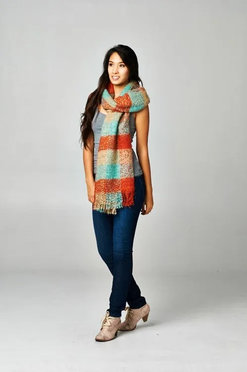 Color Plaid Knit Scarf