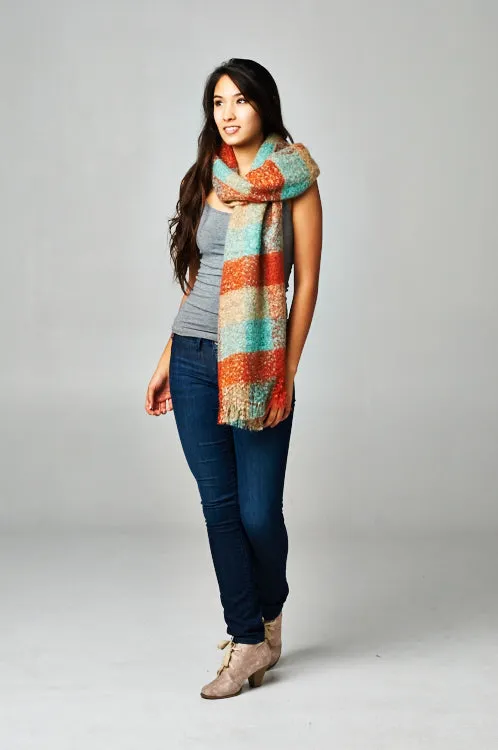 Color Plaid Knit Scarf