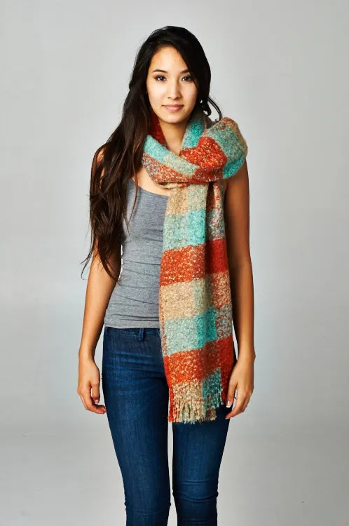 Color Plaid Knit Scarf