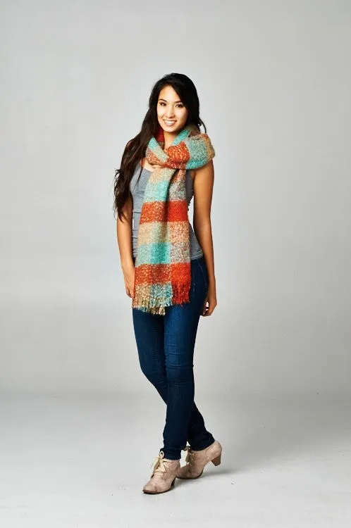 Color Plaid Knit Scarf