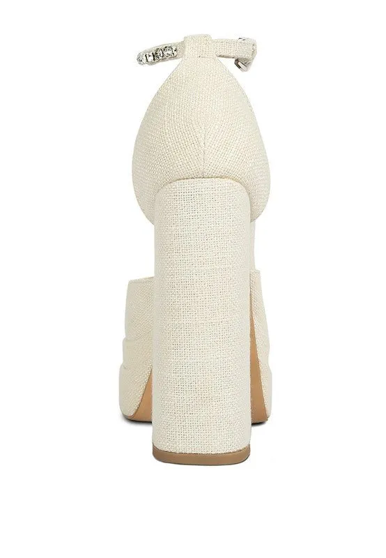 Cosette Embellished Ankle Strap High Block Heel