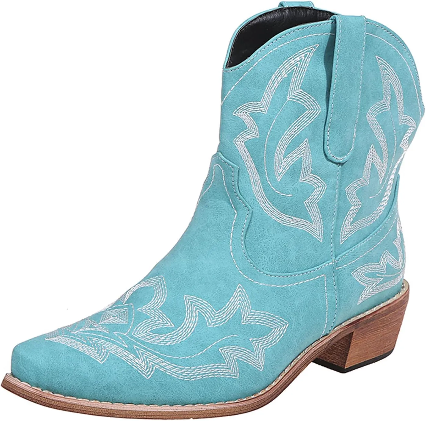 Cowboy Boots for Women Ankle Cowgirl Western Booties Stitched Embroidered Pointed Toe Classic Short Boots