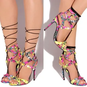 Cross tie High Heel Sandals