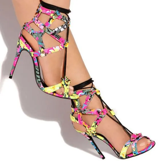 Cross tie High Heel Sandals