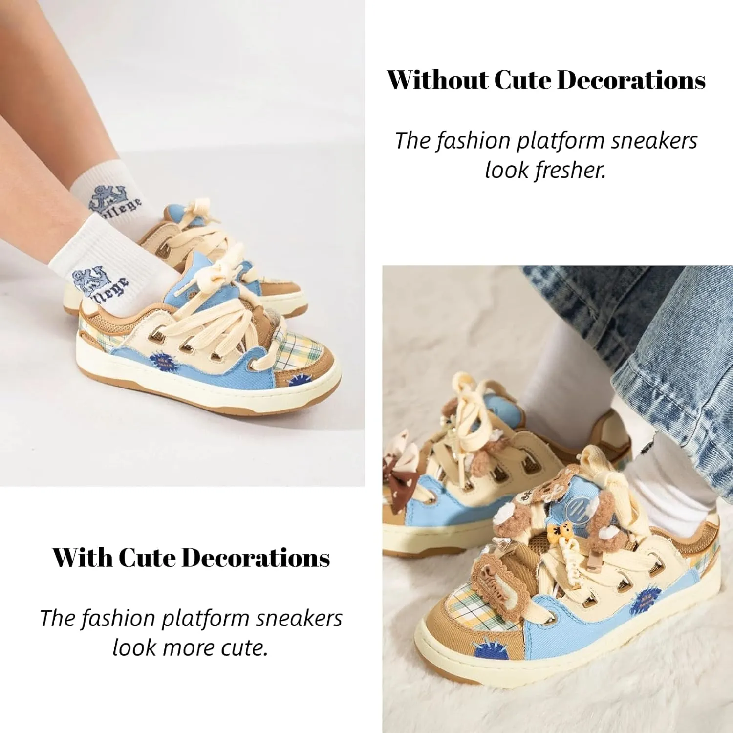 Cut Sweet Beer Fashion Chunky Sneakers for Men Trendy Casual Aesthetic Canvas Walking Shoes