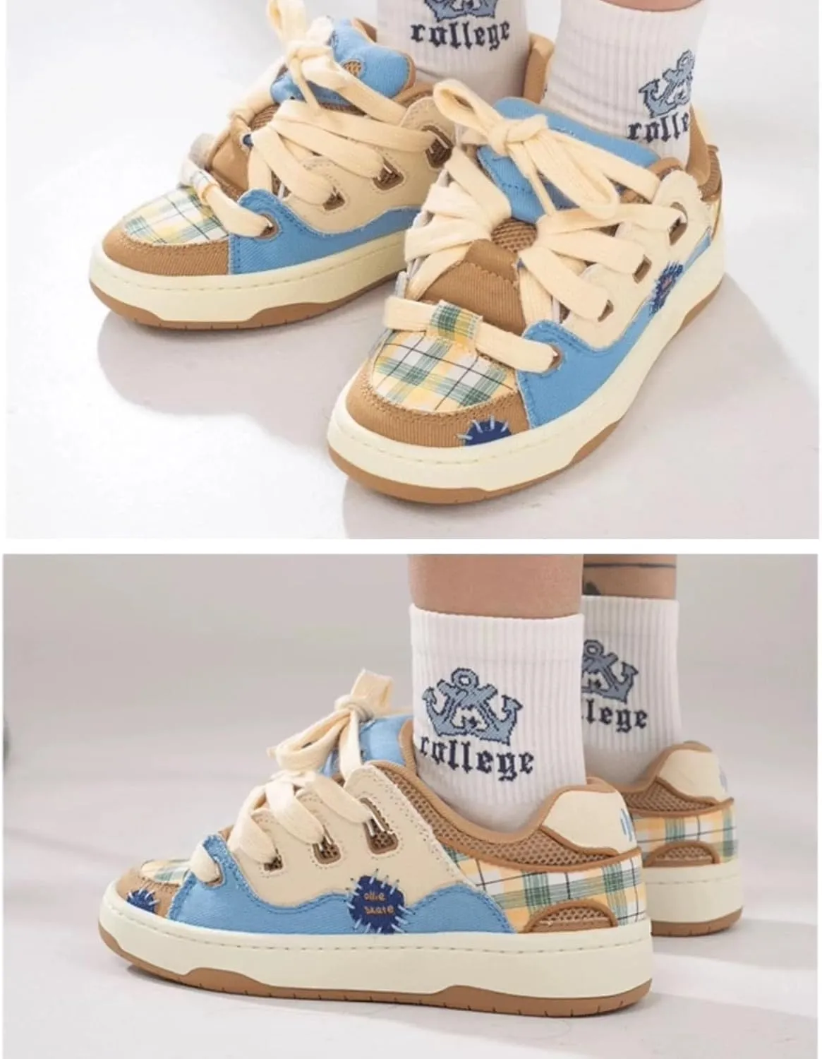 Cut Sweet Beer Fashion Chunky Sneakers for Men Trendy Casual Aesthetic Canvas Walking Shoes