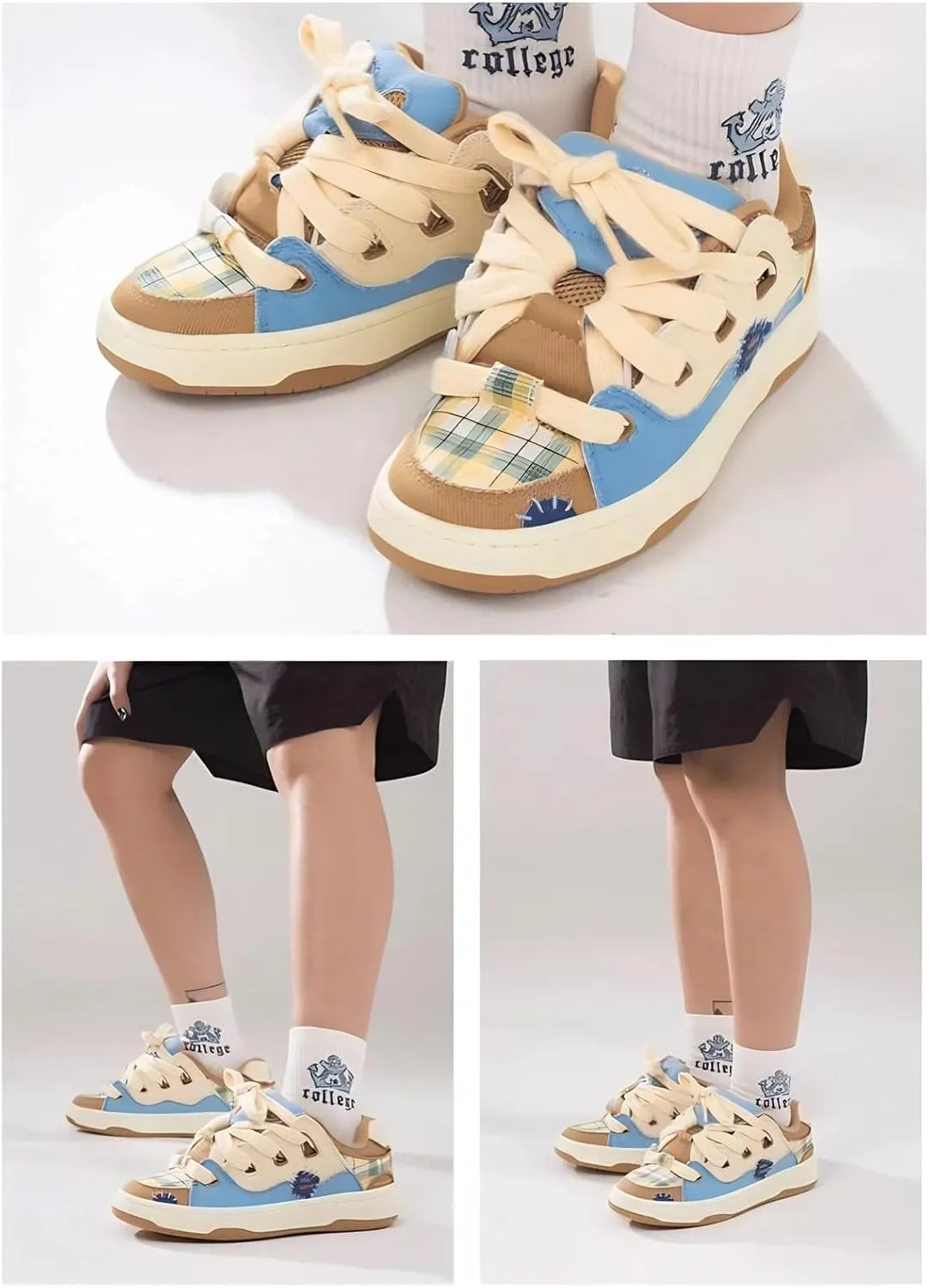 Cut Sweet Beer Fashion Chunky Sneakers for Men Trendy Casual Aesthetic Canvas Walking Shoes