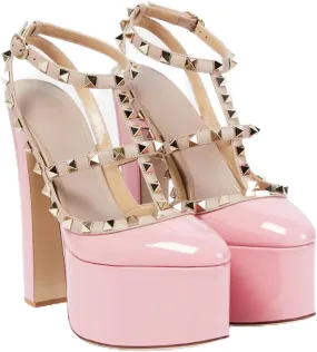 Fashion Women's Sexy Roma Sandals with Rivet, Sweet Closed Toe Elegant T-tied High Heels for Party, Banquet And Catwalk