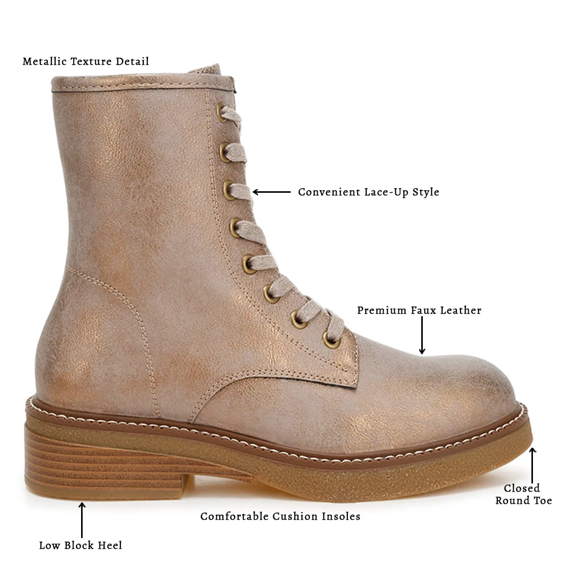 Faux Leather Lace Up Boots