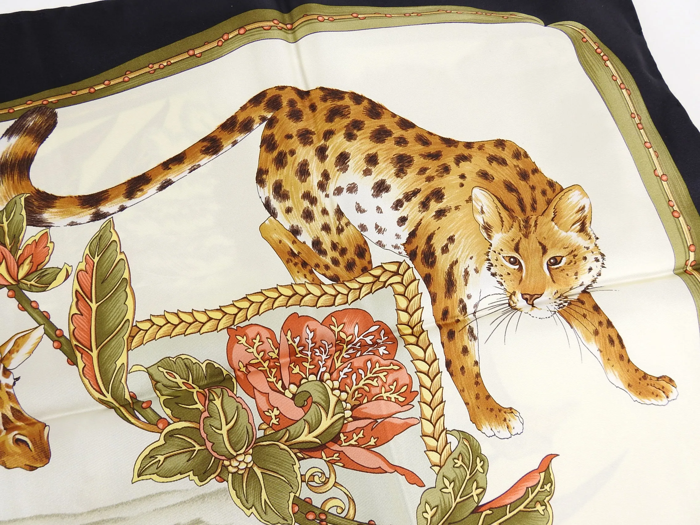 Ferragamo Vintage 1990's Safari Animals Silk Scarf
