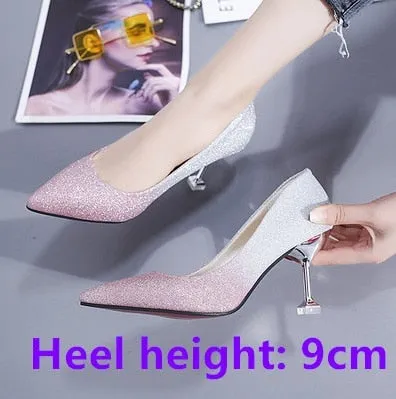 Frauen High Heels Women Fashion Golden Comfortable Slip