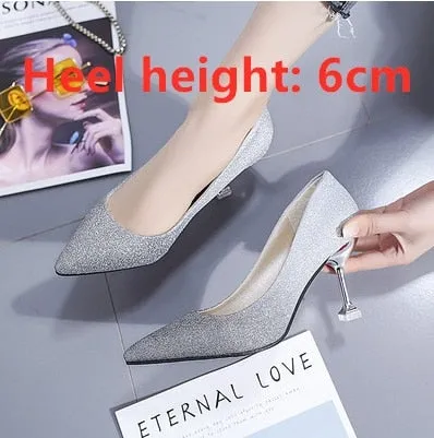Frauen High Heels Women Fashion Golden Comfortable Slip