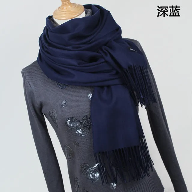 (FREE SHIPPING) Women cashmere scarfs with tassel lady winter thick warm