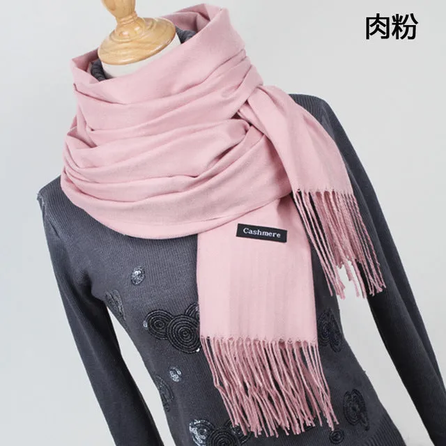 (FREE SHIPPING) Women cashmere scarfs with tassel lady winter thick warm