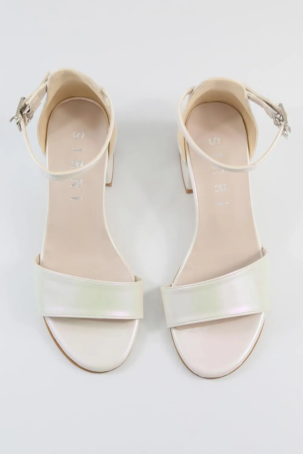 Girls' Iridescent Block-Heel Sandals with Adjustable Ankle Strap  Stylish & Comfortable Kids Dress Shoes