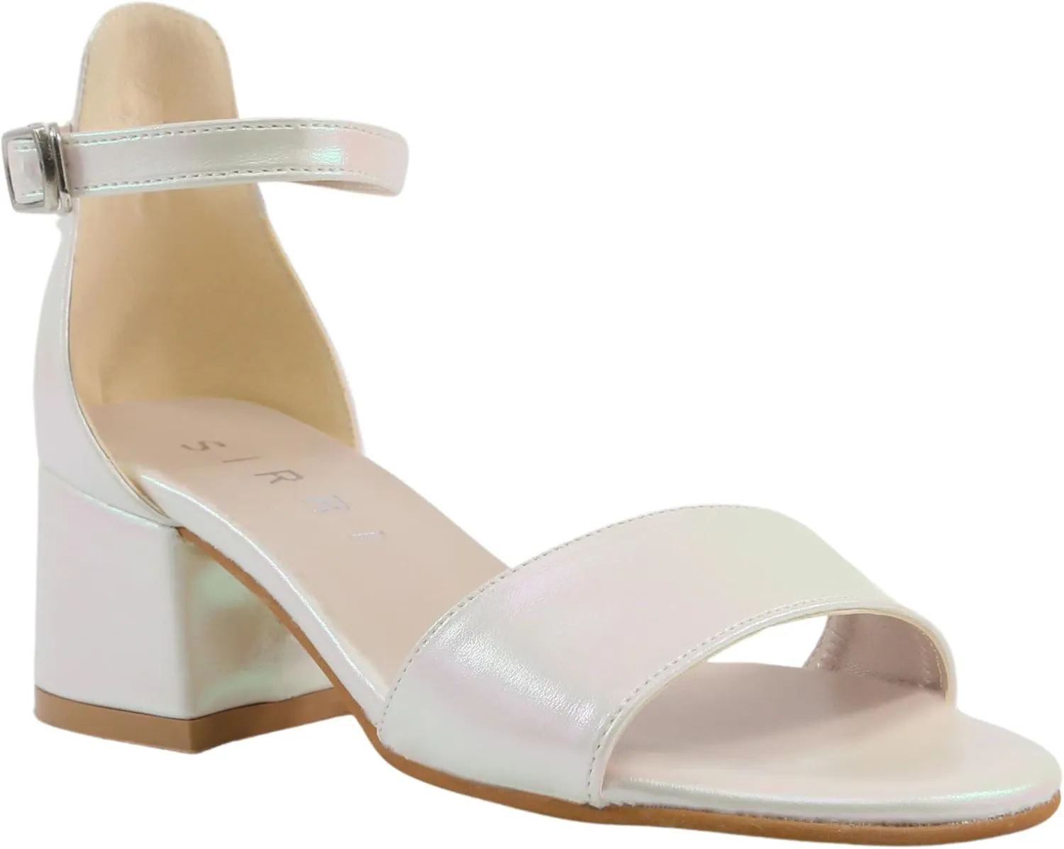 Girls' Iridescent Block-Heel Sandals with Adjustable Ankle Strap  Stylish & Comfortable Kids Dress Shoes