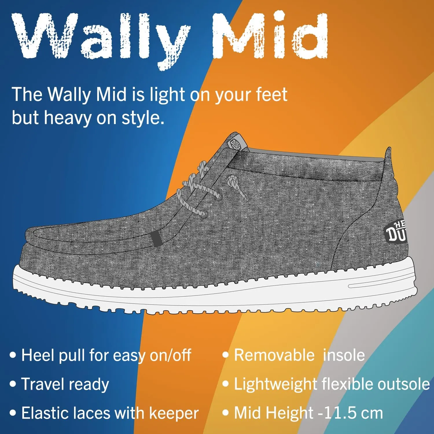 HEYDUDE Wally Mid Stretch, Pull on Boots, Comfortable & Light-Weight
