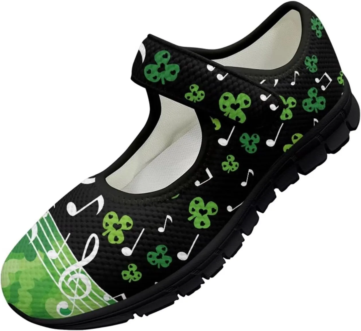 Jeiento St Patrick's Day Mesh Flats for Women Round Toe Ballet Flats Mary Jane Flats