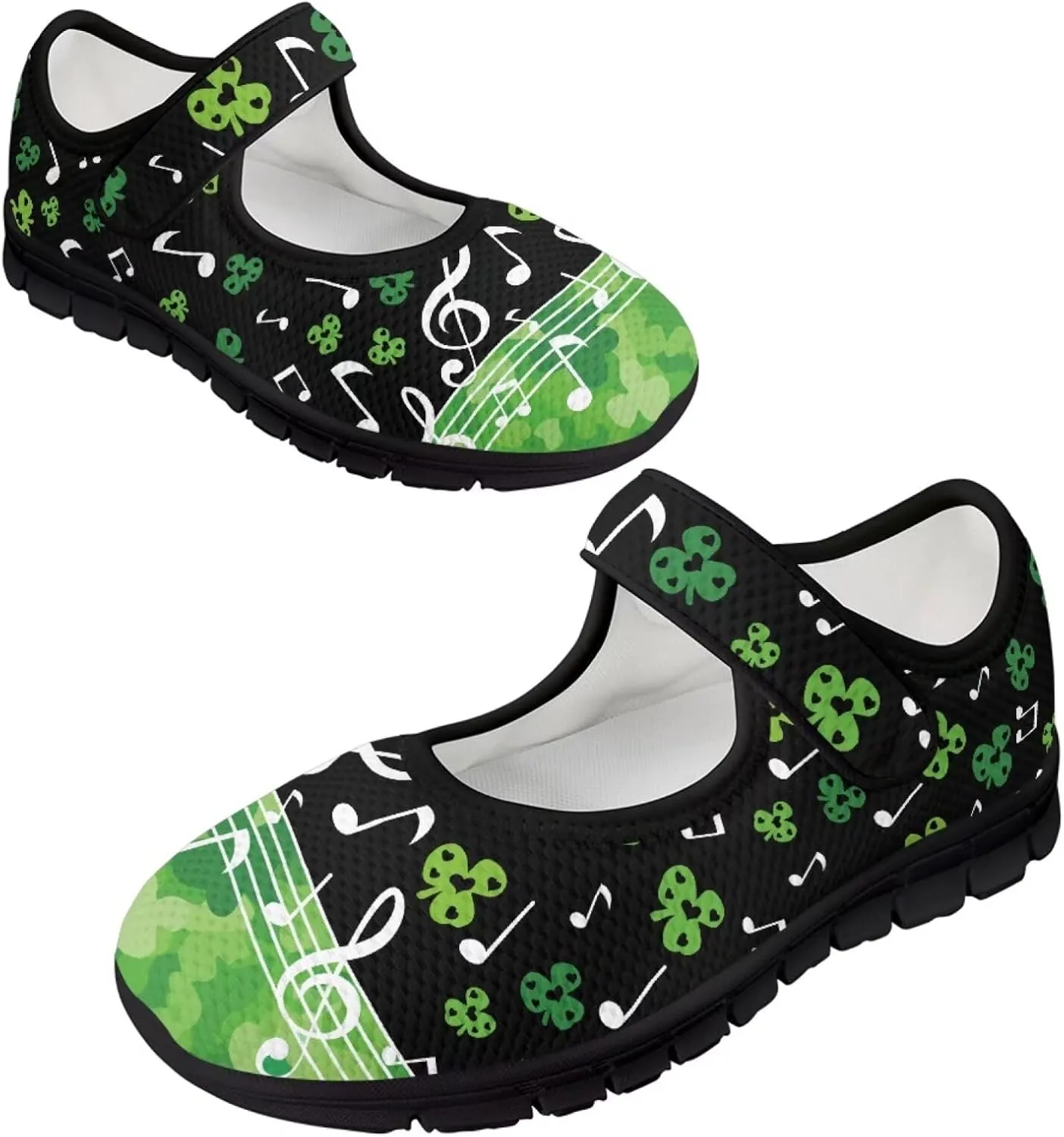 Jeiento St Patrick's Day Mesh Flats for Women Round Toe Ballet Flats Mary Jane Flats