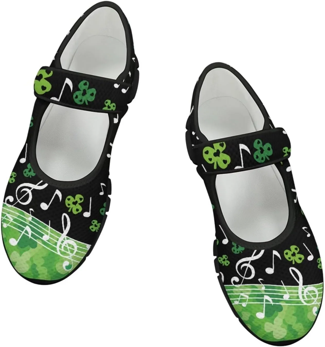 Jeiento St Patrick's Day Mesh Flats for Women Round Toe Ballet Flats Mary Jane Flats