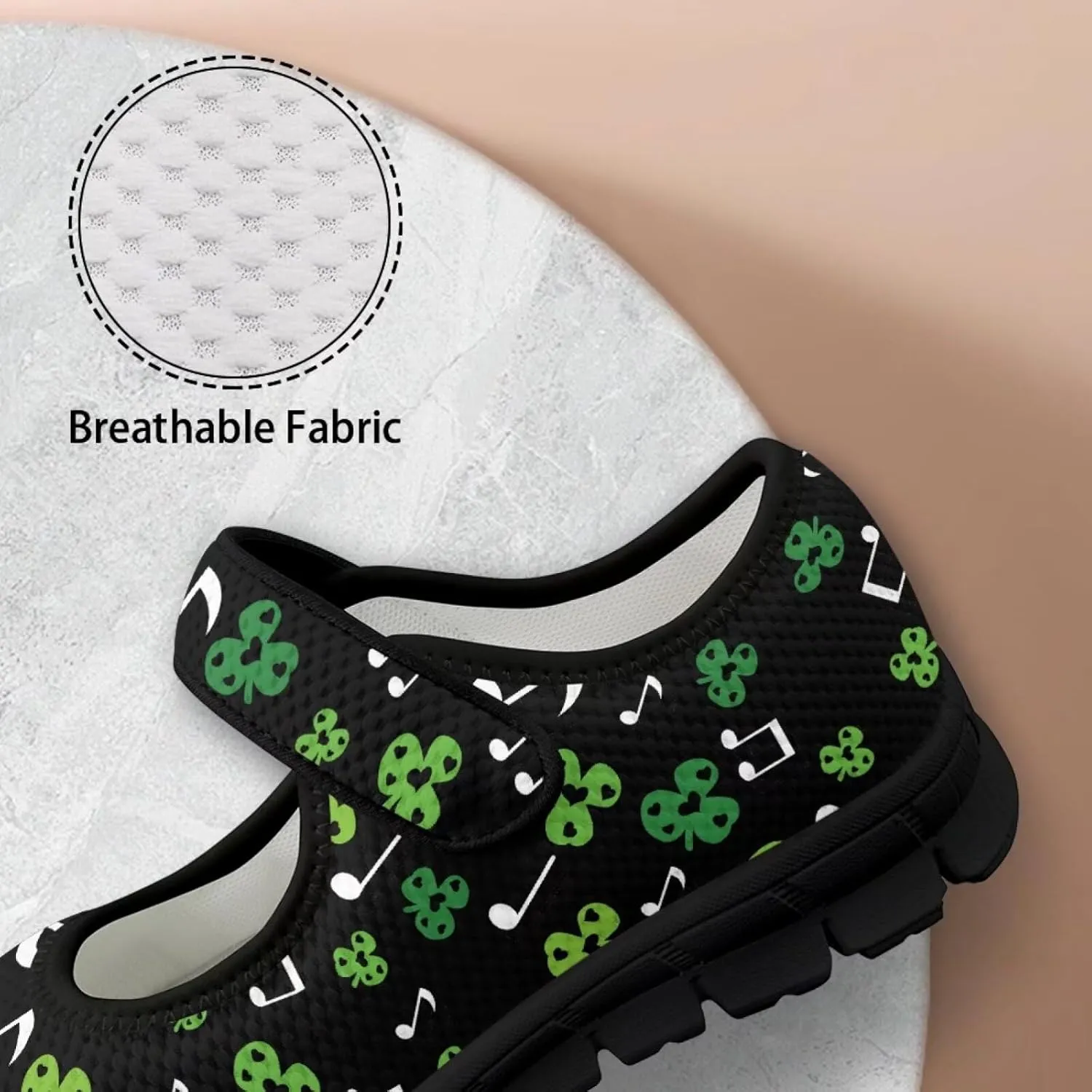Jeiento St Patrick's Day Mesh Flats for Women Round Toe Ballet Flats Mary Jane Flats