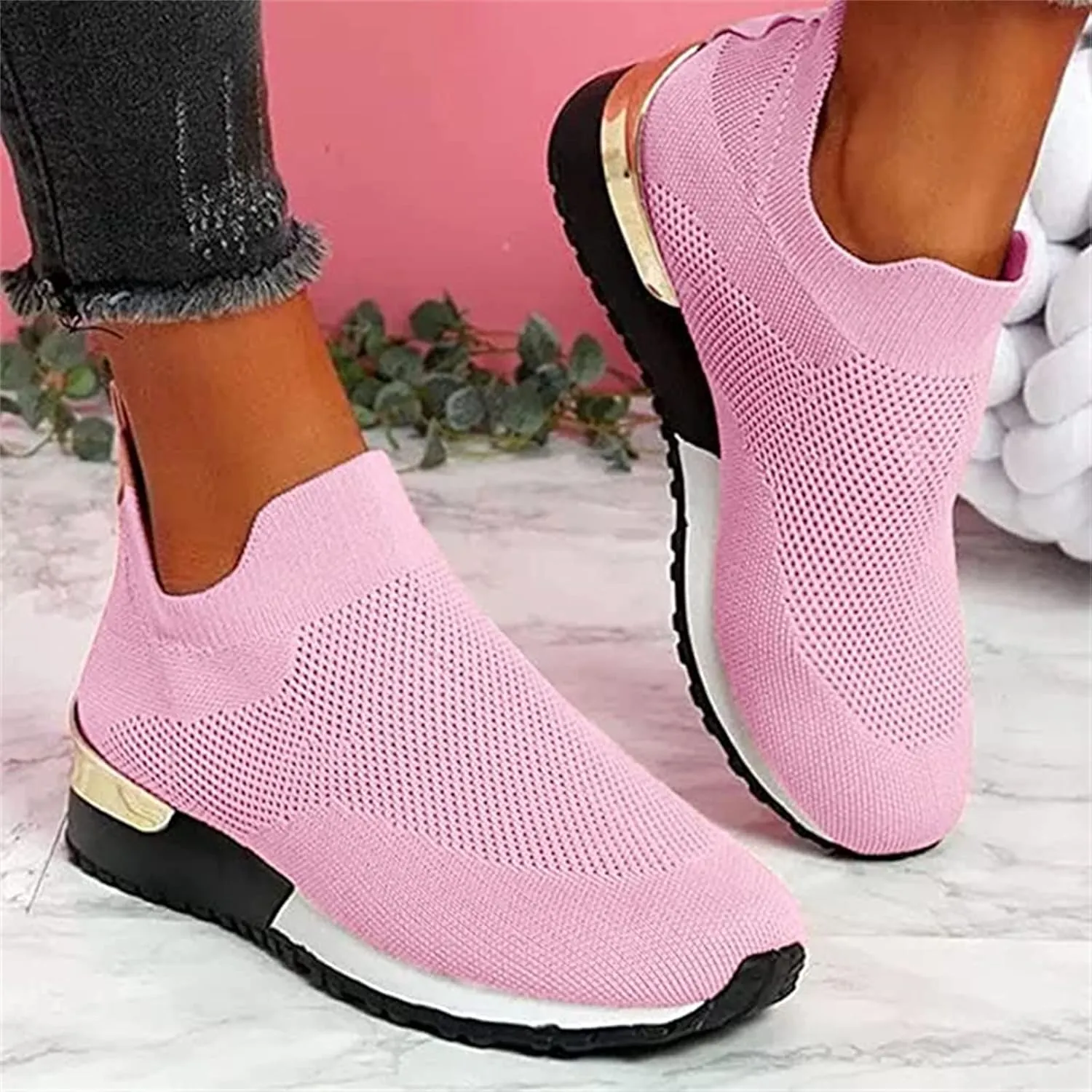 Lausiuoe Sneakers For Women Walking Shoes Comfortable Tennis Shoes Breathable Casual Gym Workout Restaurant Work Shoes