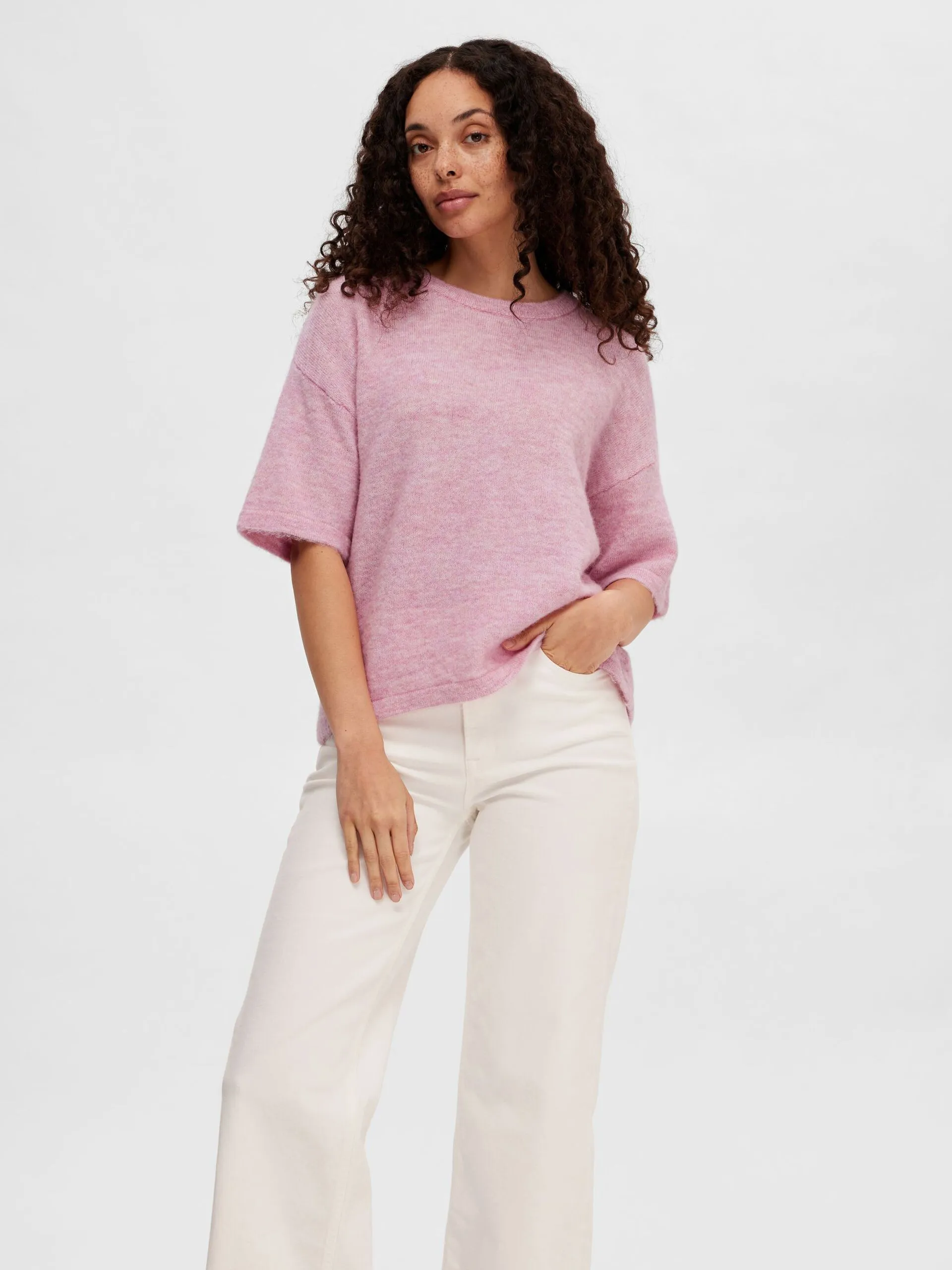 Liliana Me 2/4 Knit O-Neck - Sweet Lilac Melange