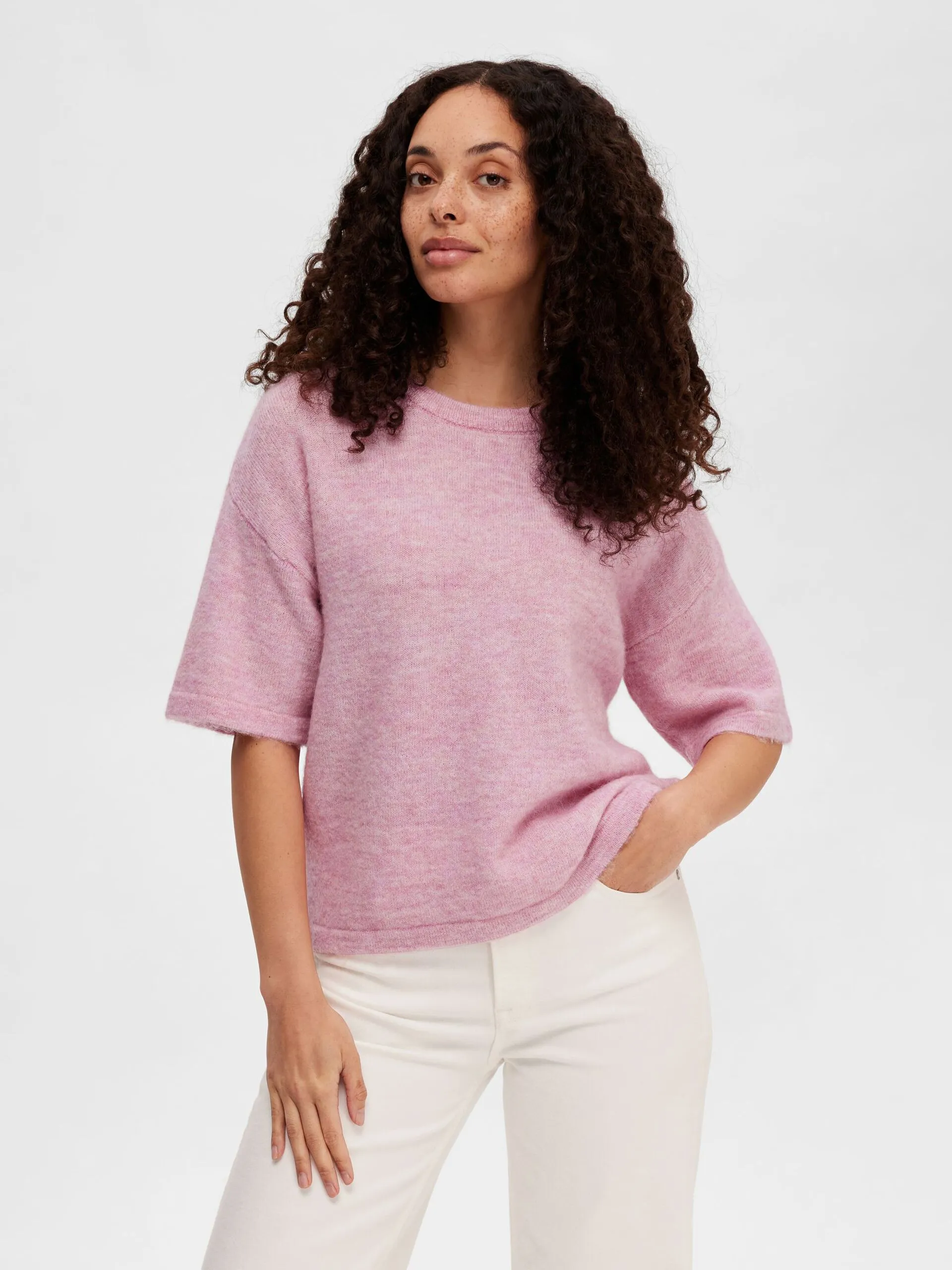 Liliana Me 2/4 Knit O-Neck - Sweet Lilac Melange