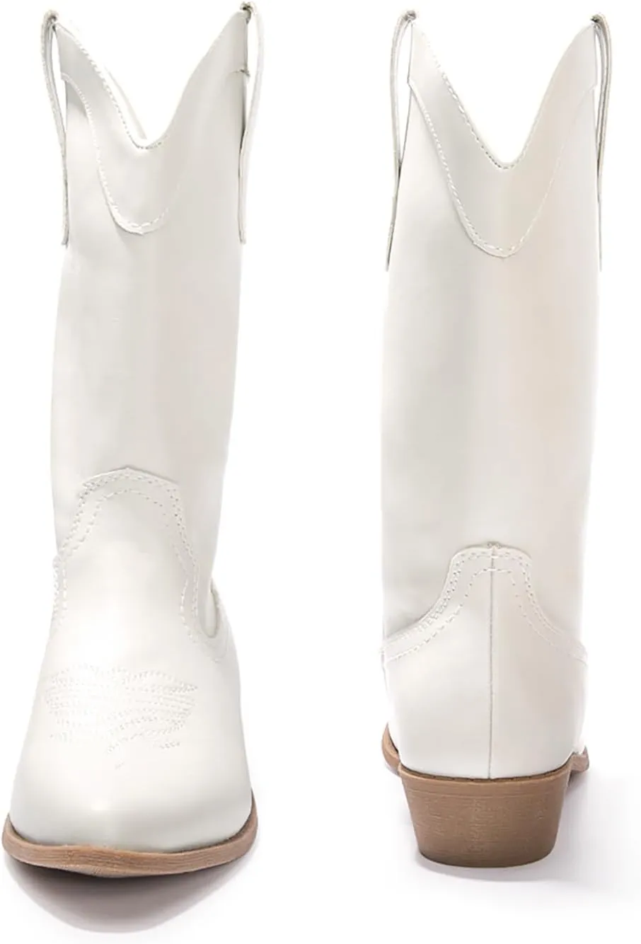 Luffymomo Women's Western Mid-Calf Cowboy Boots Point Toe Classic Cowgirl Boot