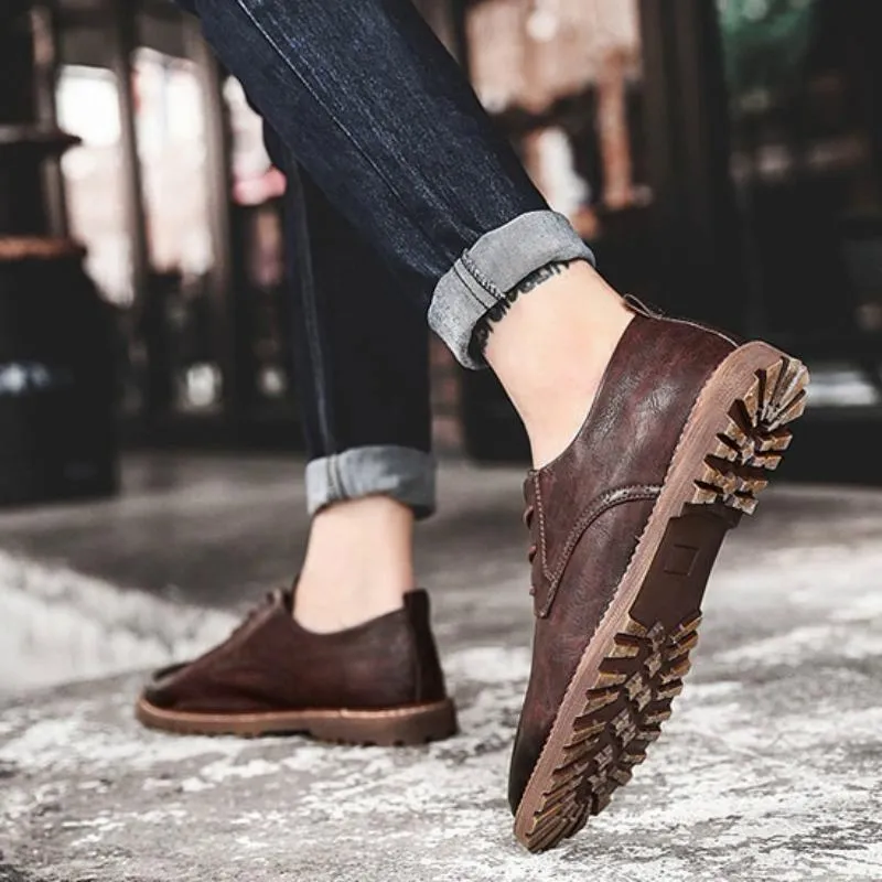 Men's Casual Leather Shoes | Men's Flats | Plus Size