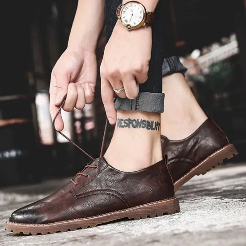 Men's Casual Leather Shoes | Men's Flats | Plus Size