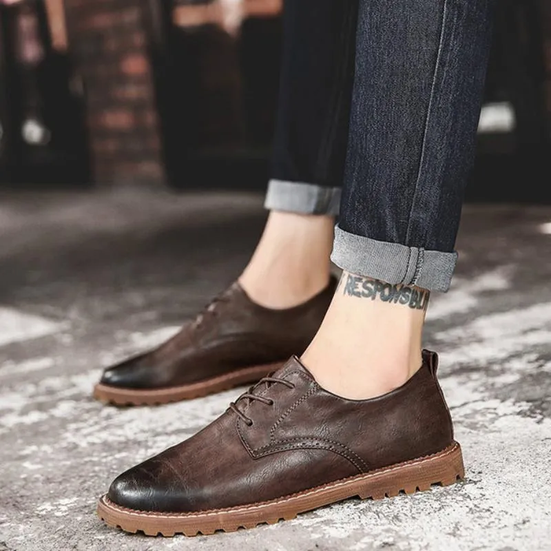 Men's Casual Leather Shoes | Men's Flats | Plus Size