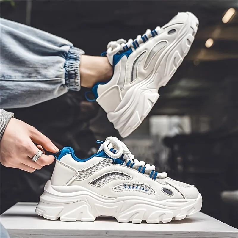 Men's Trendy Chunky Shoes, Comfy Non Slip Lace Up Casual Sneakers for Men's Outdoor Activities