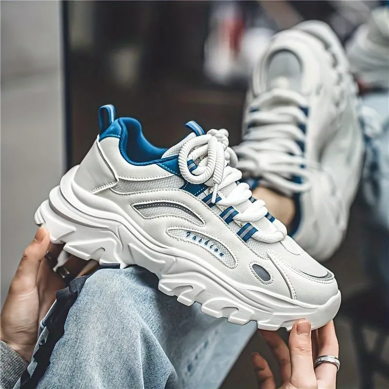 Men's Trendy Chunky Shoes, Comfy Non Slip Lace Up Casual Sneakers for Men's Outdoor Activities