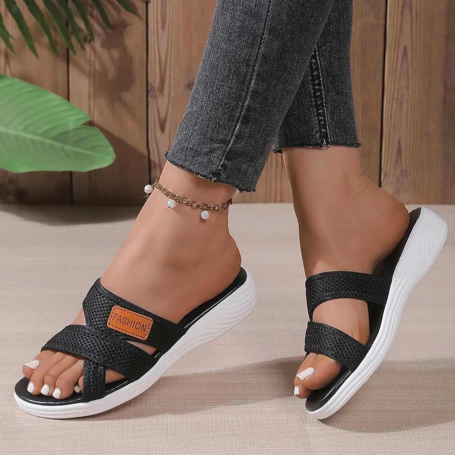 Orthopedic Sandals for Women Breathable Mesh Slide Flip Flops Arch Support Sandals Comfortable Beach Sandals