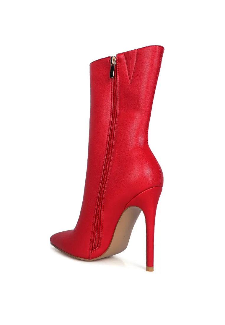 Pointed toe stiletto high ankle boots